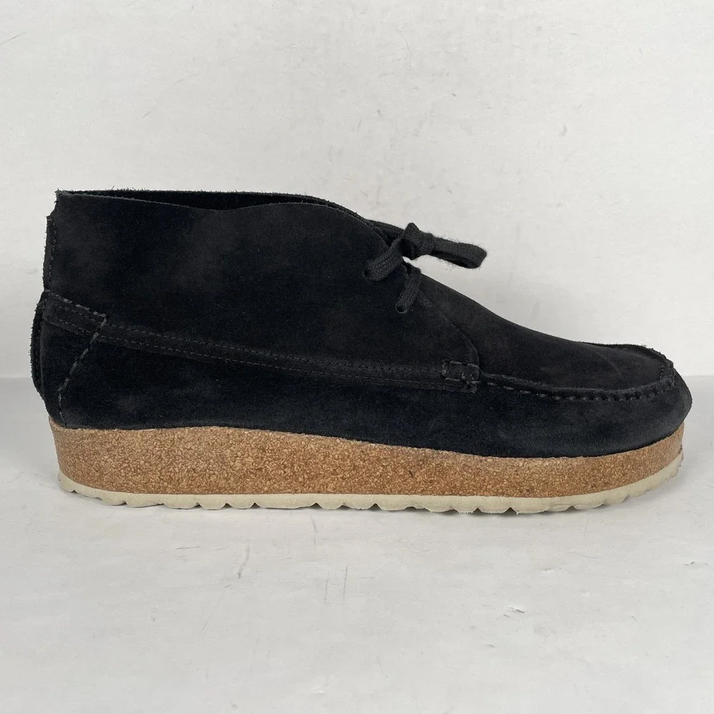 Birkenstock Maidan Chukka Boots Mens Size 12 Black Suede Moc Toe Cork Shoes